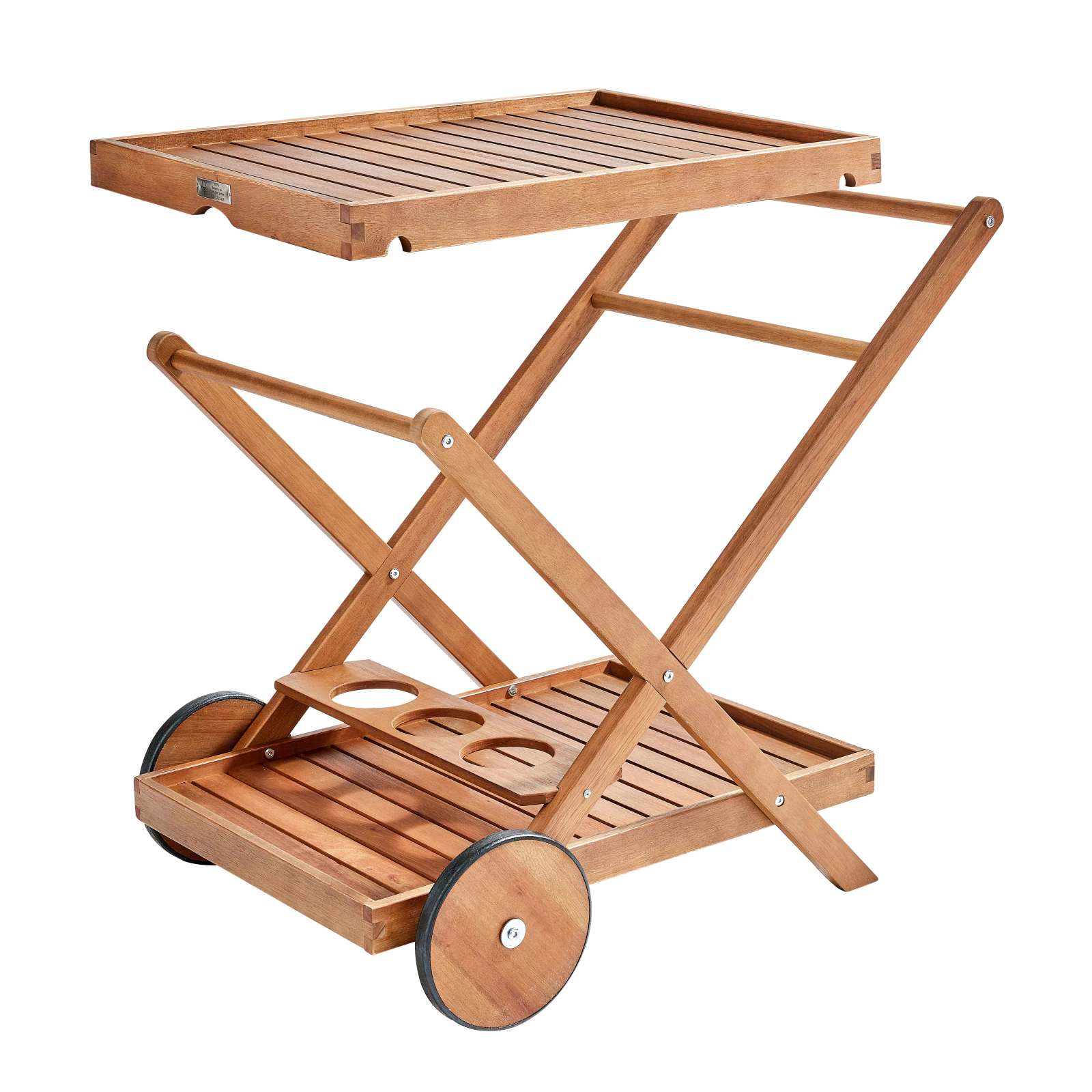 Desserte à roulette en bois d'eucalyptus Desserte à roulette en bois d'eucalyptus