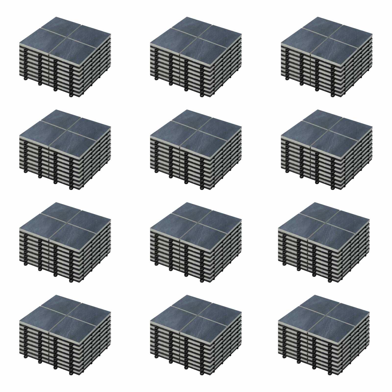 8 Dalles de terrasse en pierre noire 4 carreaux