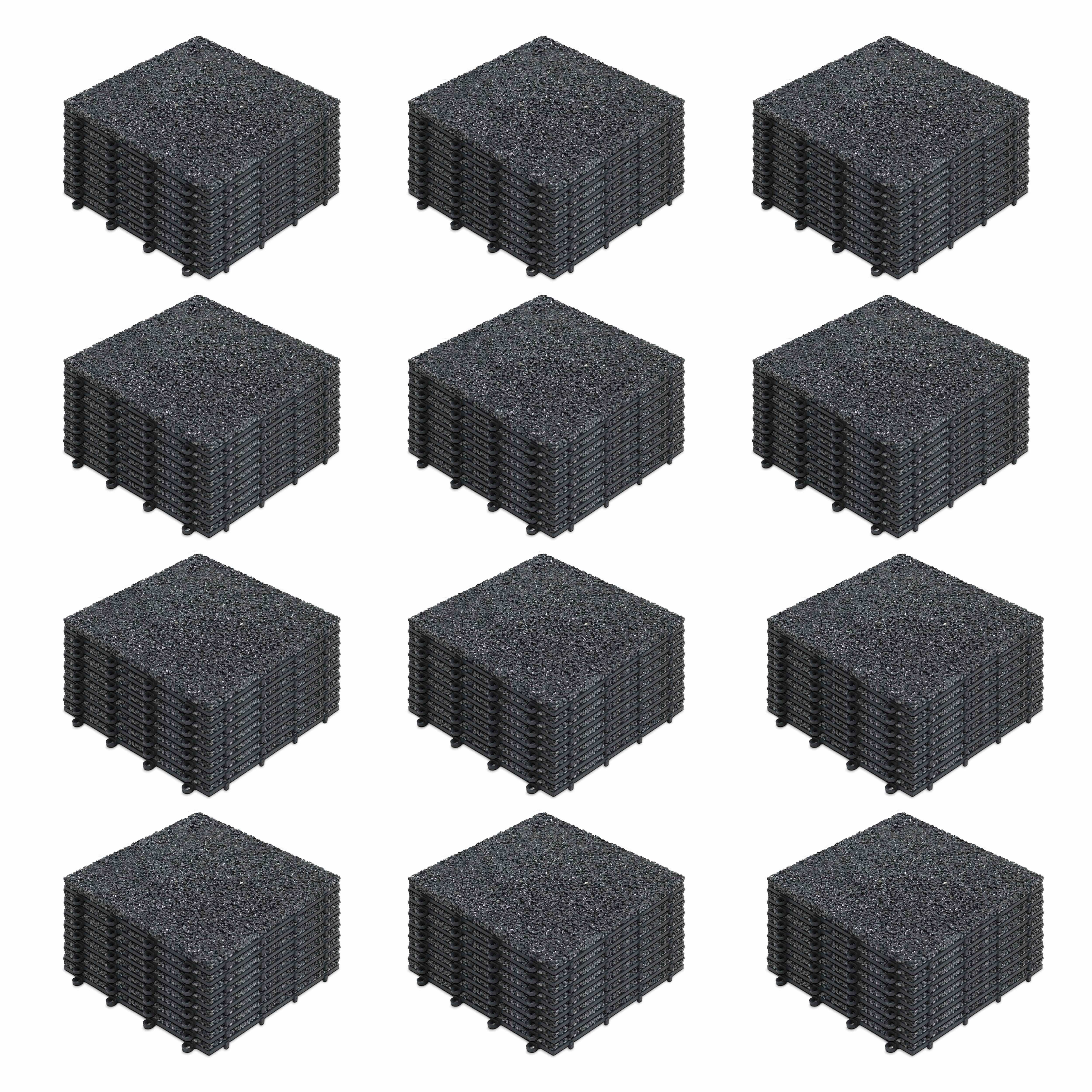Dalles de terrasse clipsables en gravillon (30x30x2,5 cm) - Vendues par lot - Gravillon