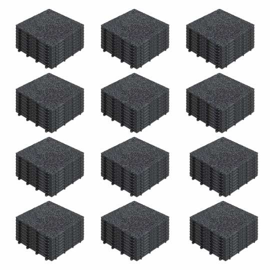 Lot de dalles terrasse clipsables PVC et gravillon noir | Mobeventpro