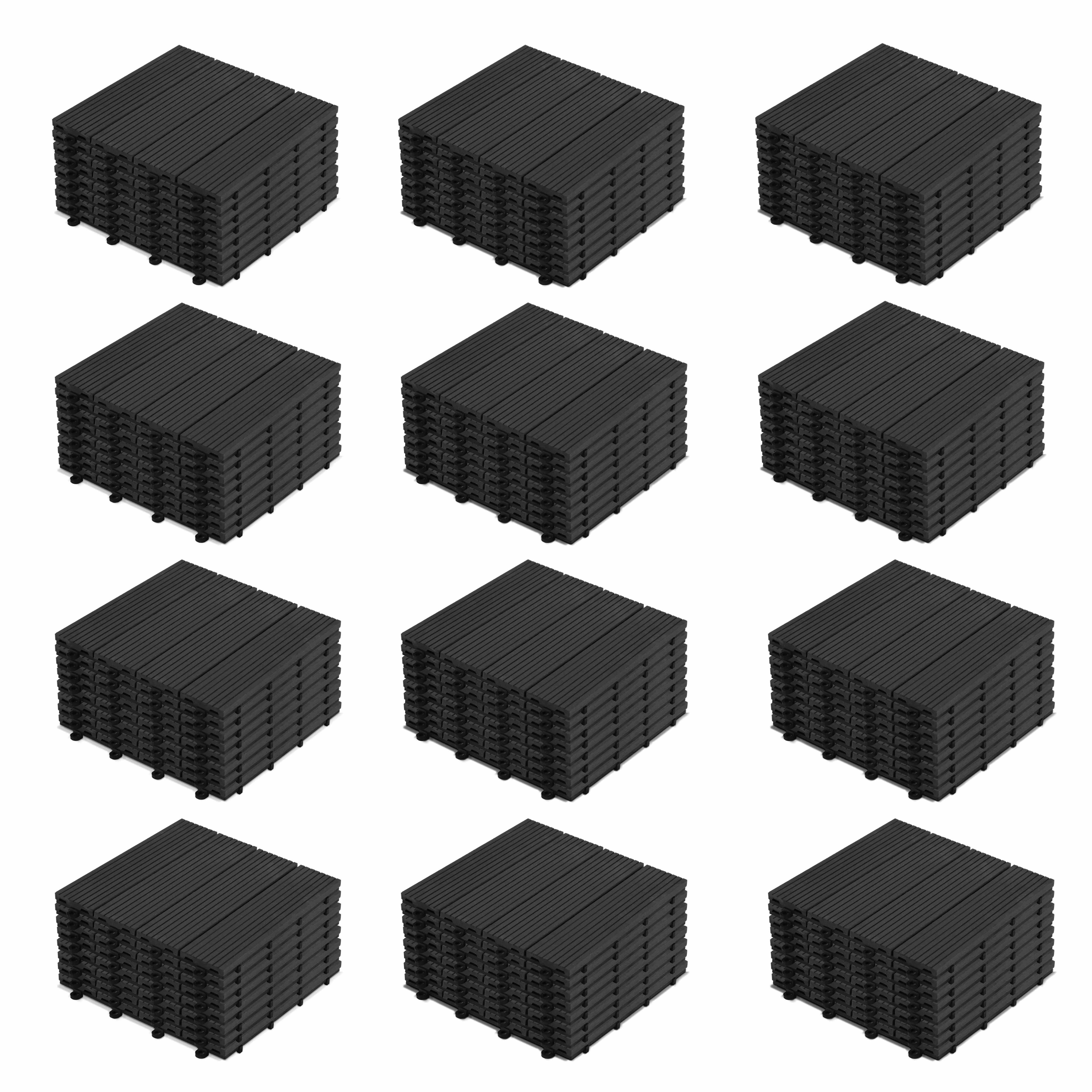 Dalles de terrasse clipsables en bois composite (30x30x2,5 cm) - Vendues par lot