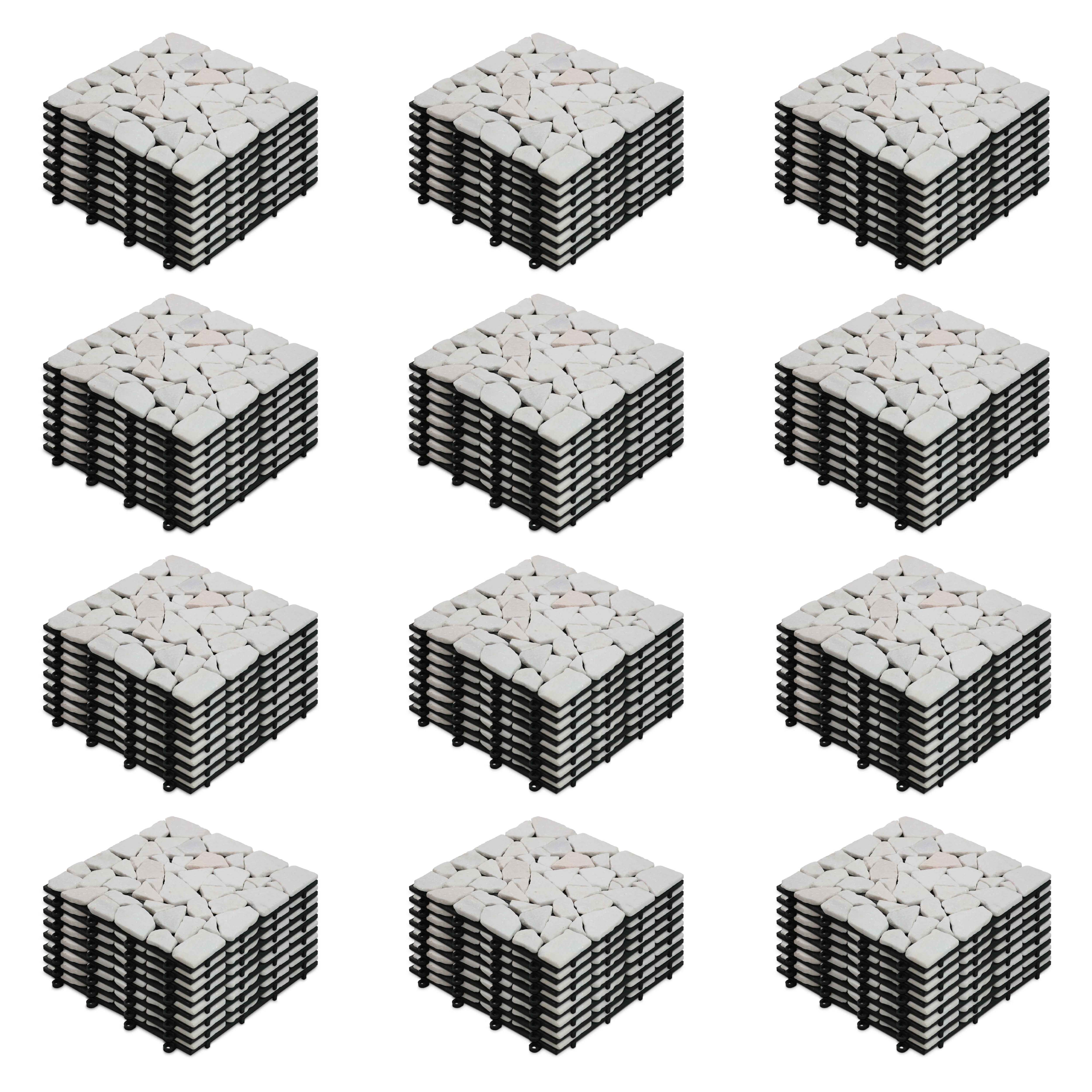 Dalles de terrasse clipsables en galets de marbre (30x30x2,5 cm) - Vendues par lot - Galet marbre