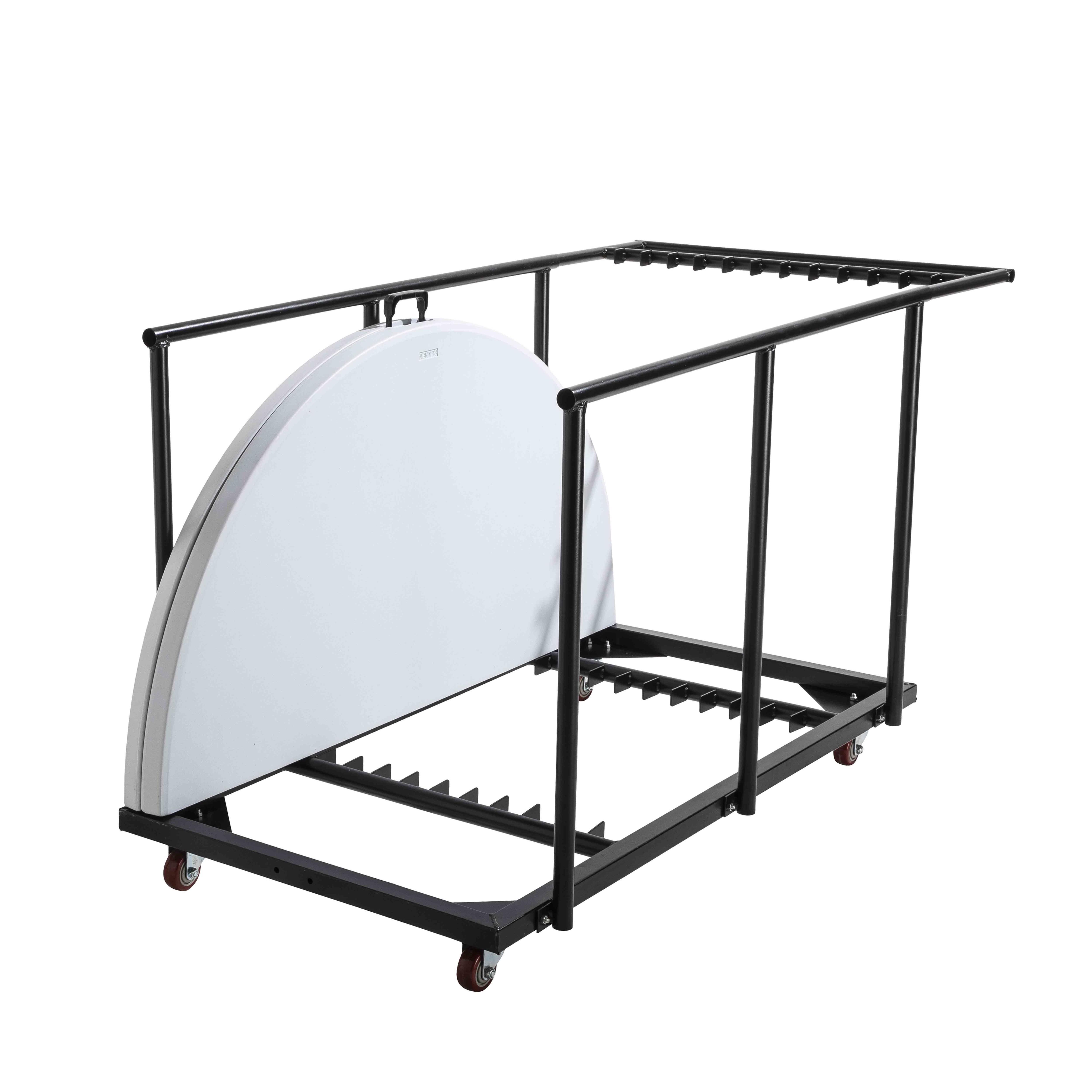 13 tables pliantes rondes 150 cm et chariot de transport - Plastique