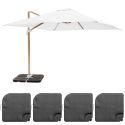 Ensemble parasol déporté inclinable (3 x 3m) 250g/m² + 4 dalles à lester remplissables
