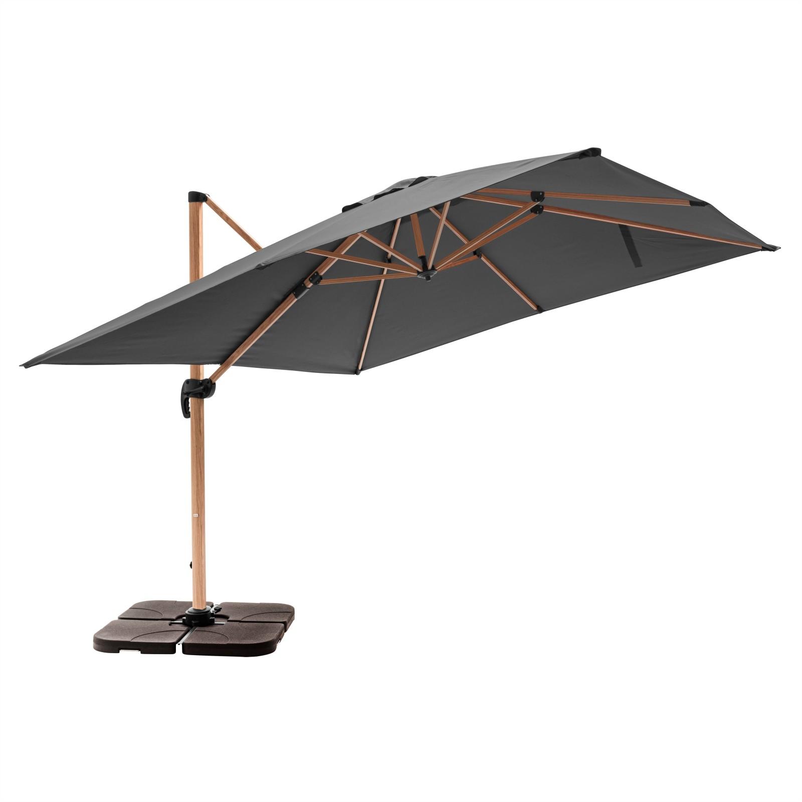 Ensemble parasol déporté inclinable (3 x 3m) 250g/m² + 4 dalles à lester remplissables