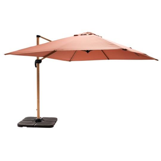 Ensemble parasol déporté inclinable (3 x 3m) 250g/m² + 4 dalles à lester remplissables