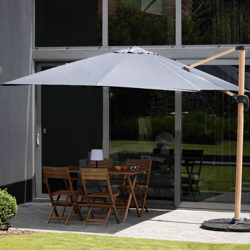 Ensemble parasol déporté inclinable carré (3 x 3m) 250g/m² + 4 dalles lestées (6/7)