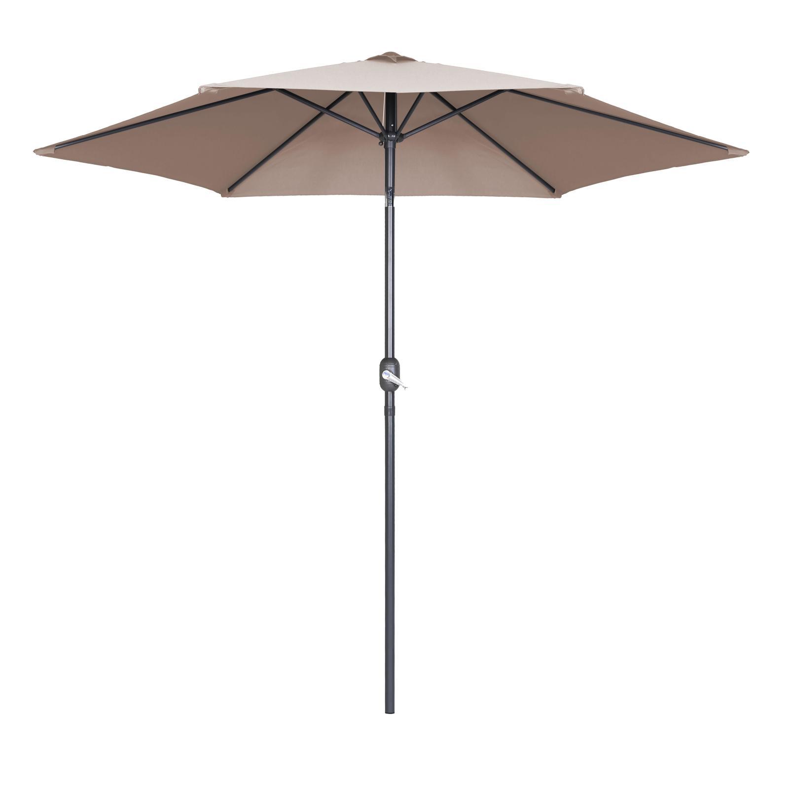 Ensemble parasol droit inclinable 180g/m² (Ø3m) avec pied pliant + 4 dalles lestées
