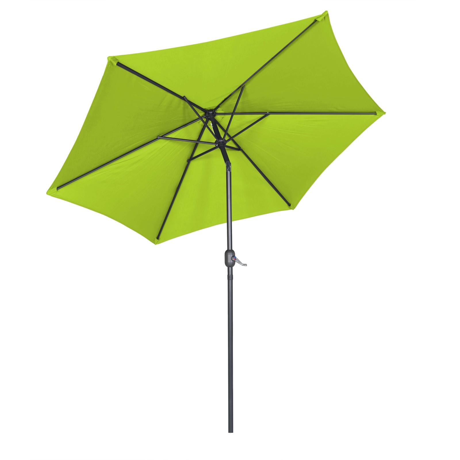 Ensemble parasol droit inclinable 180g/m² (Ø3m) avec pied pliant + 4 dalles lestées