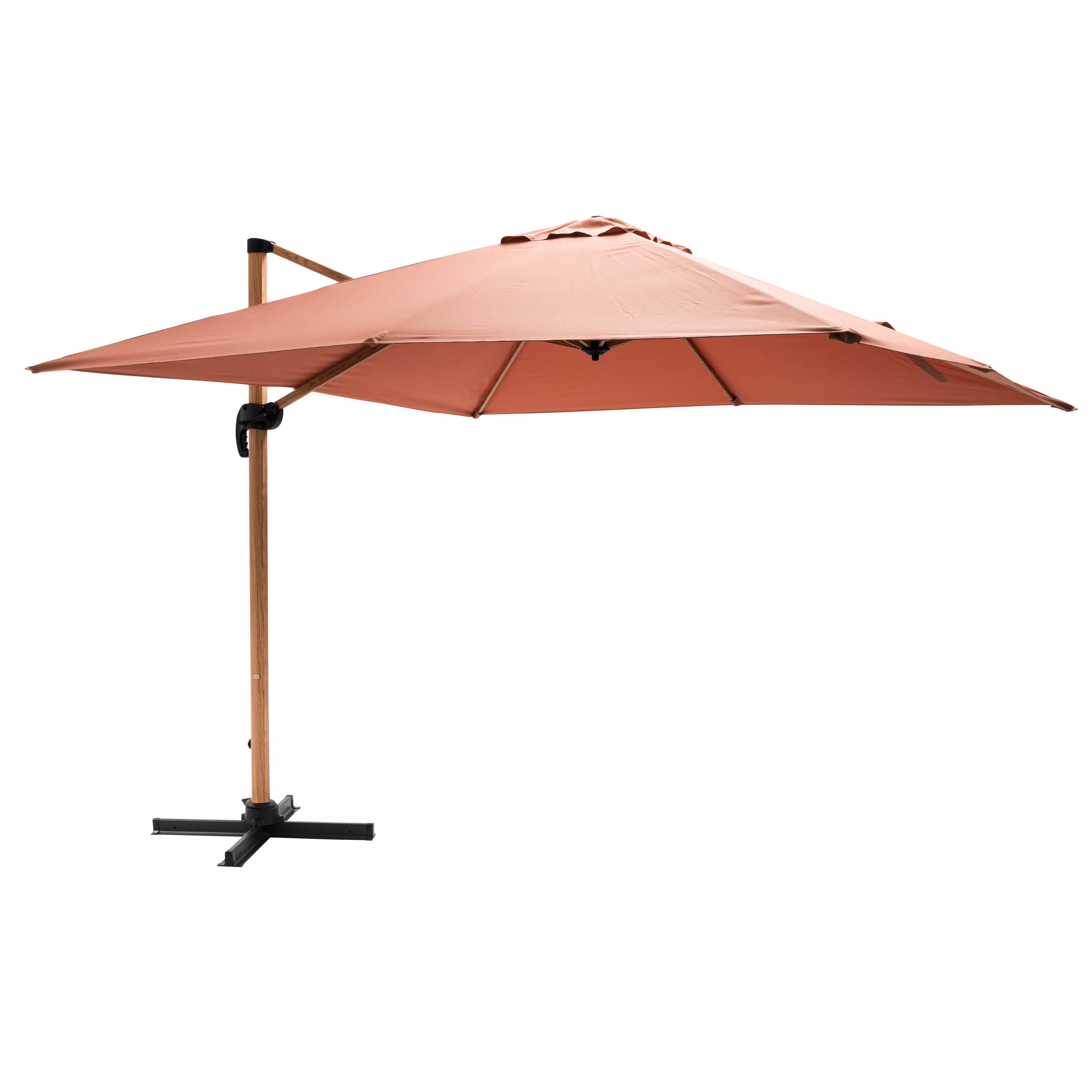 Parasol déporté professionnel 3x3 m carré inclinable 250g/m² rotatif 360°