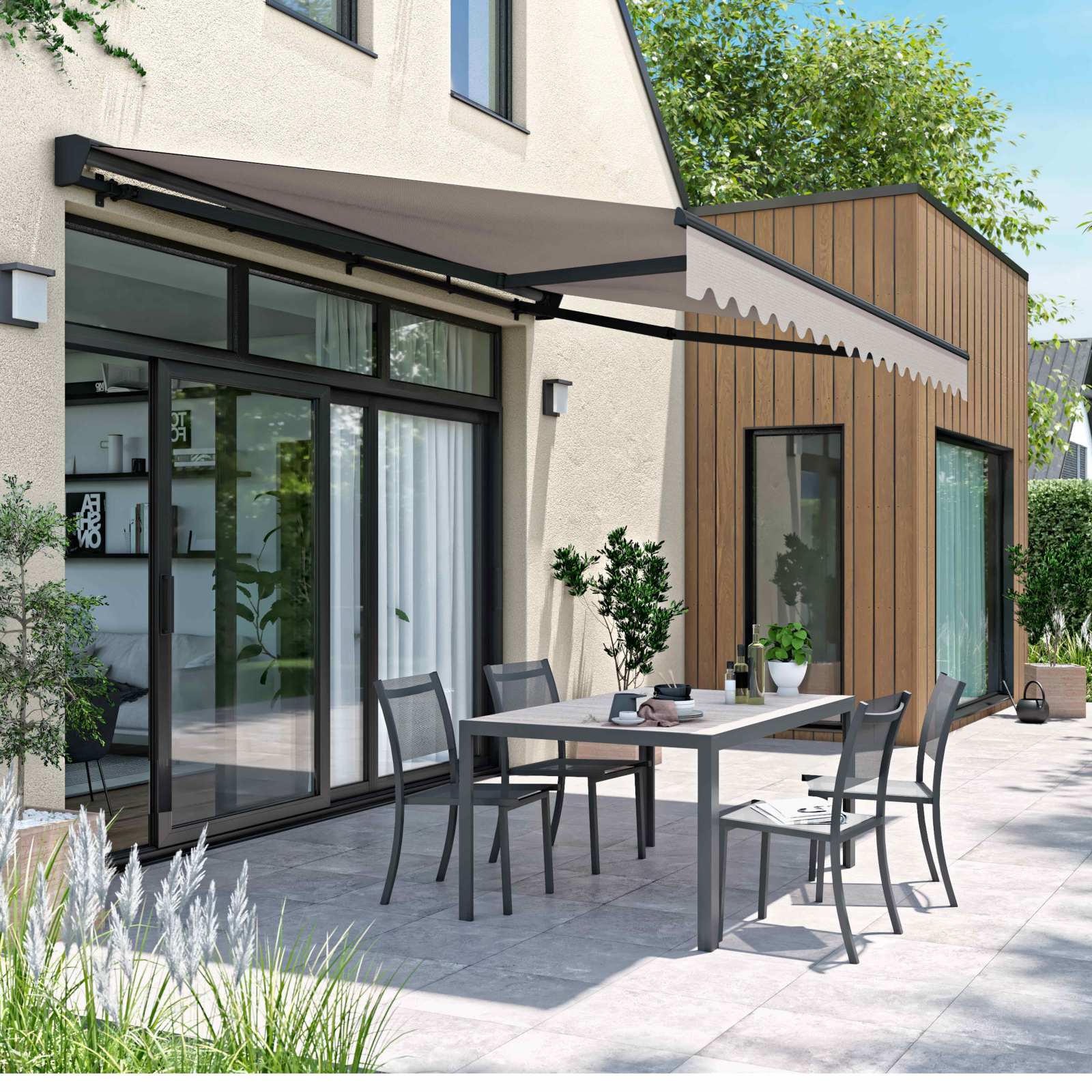 Store banne motorisé avec coffre semi-intégral - 3x4m Store banne motorisé avec coffre semi-intégral - 3x4m