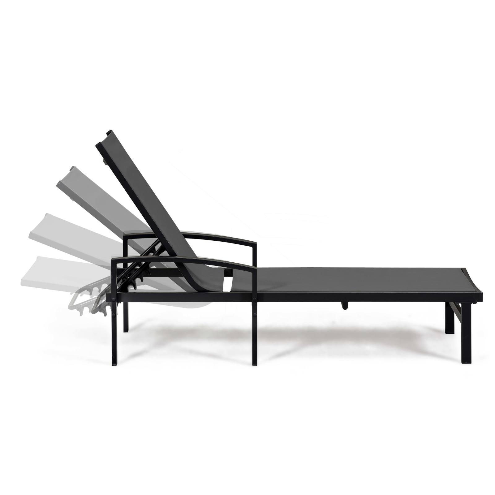 Lot de 2 bains de soleil avec accoudoirs en aluminium et textilène