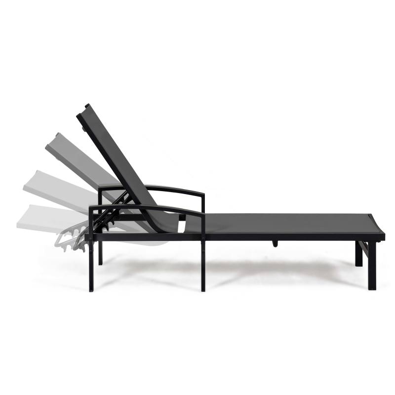 Lot de 2 bains de soleil avec accoudoirs en aluminium et textilène