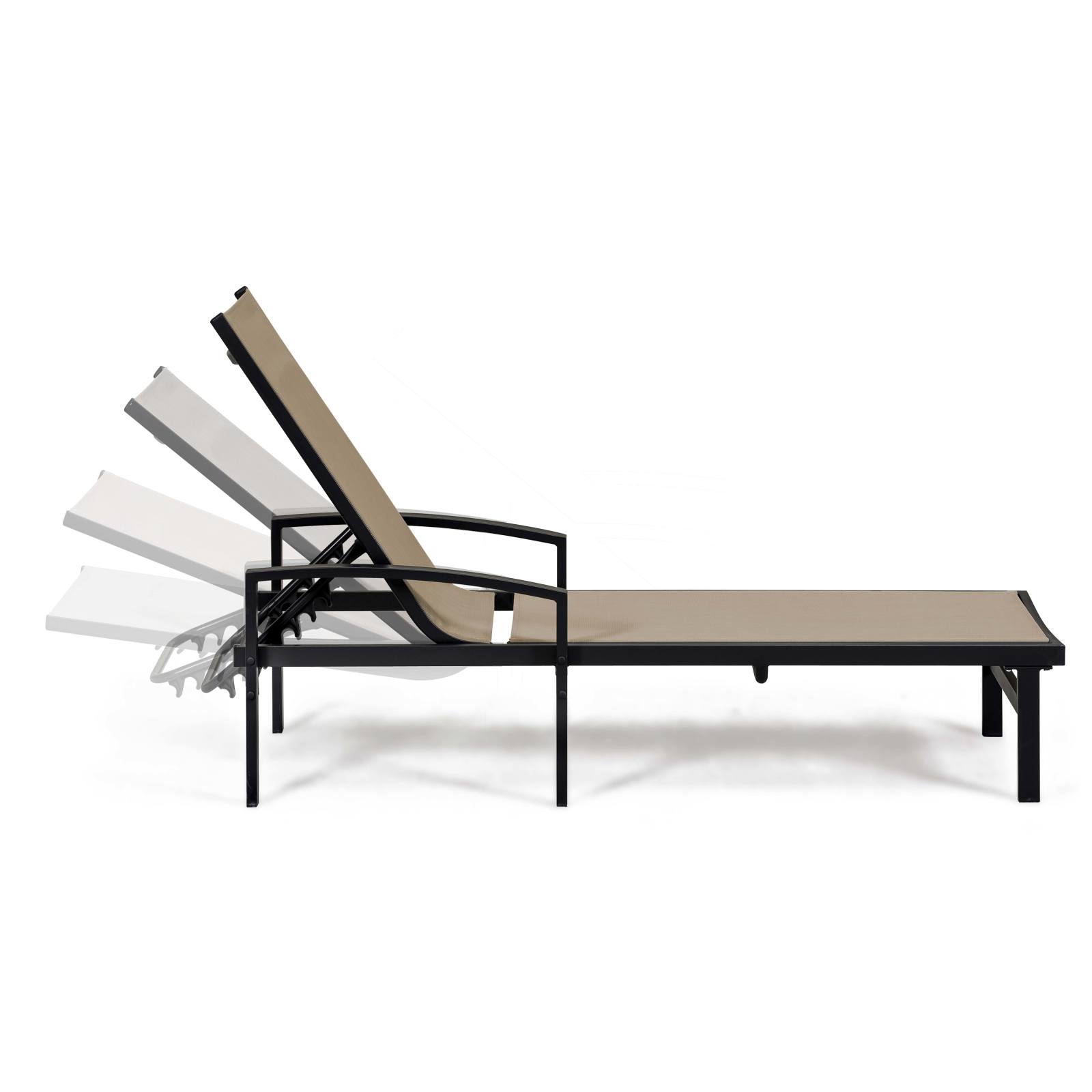 Lot de 2 bains de soleil avec accoudoirs en aluminium et textilène