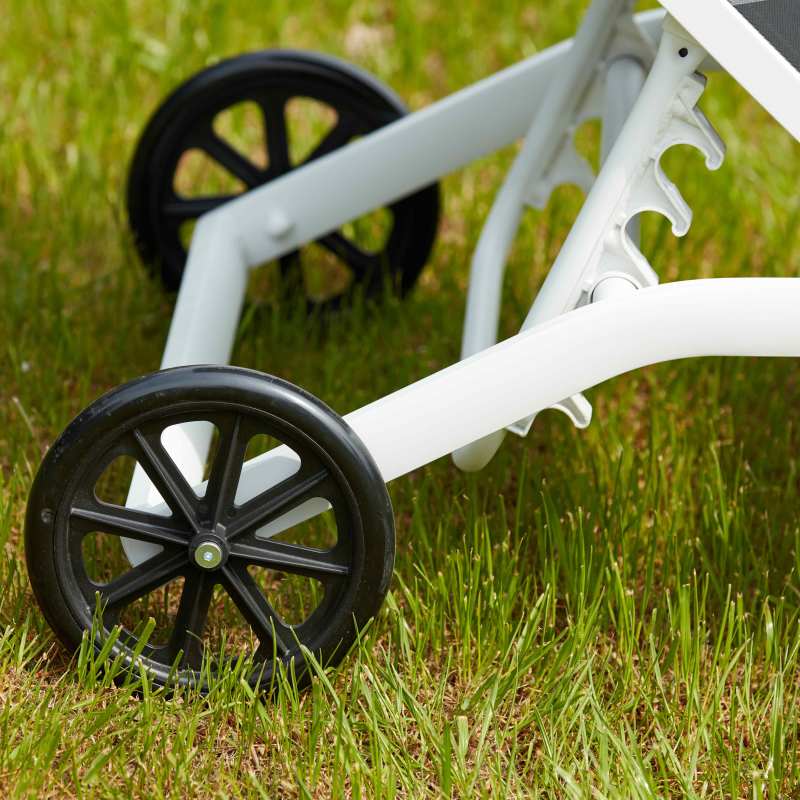 Lot de 2 bains de soleil sur roues en aluminium et textilène (4/5)