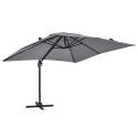 Ensemble parasol déporté carré 250g/m² (3 x 3m) rotatif 360° + 4 dalles à lester remplissables