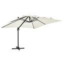 Ensemble parasol déporté carré 250g/m² (3 x 3m) rotatif 360° + 4 dalles à lester remplissables