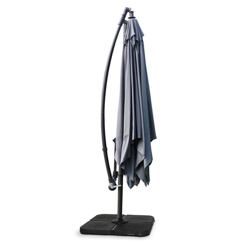 Ensemble parasol déporté inclinable 160g/m² (3 x 3m) + 4 dalles lestées