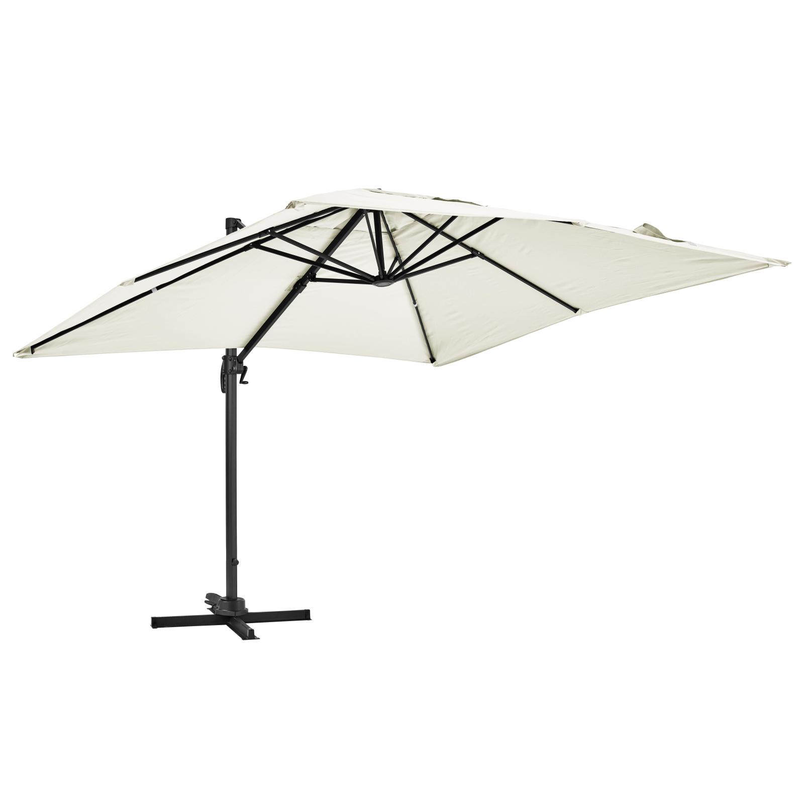 Ensemble parasol déporté carré 250g/m² (3 x 3m) rotatif 360° + 4 dalles lestées