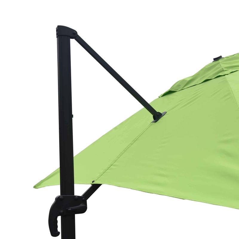 Ensemble parasol déporté carré 250g/m² (3 x 3m) rotatif 360° + 4 dalles à lester remplissables