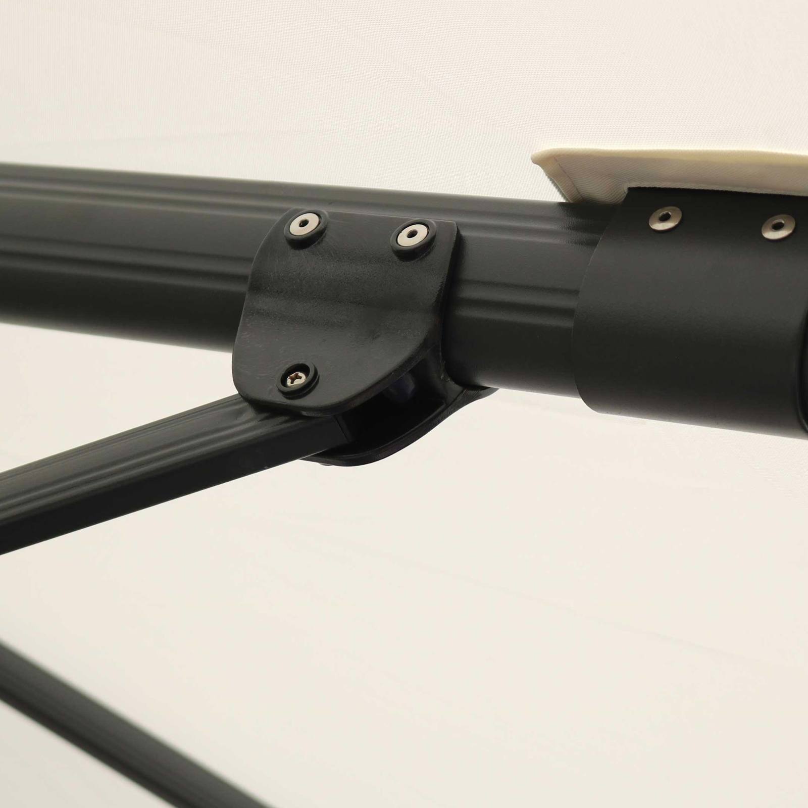 Ensemble parasol déporté carré 250g/m² (3 x 3m) rotatif 360° + 4 dalles à lester remplissables