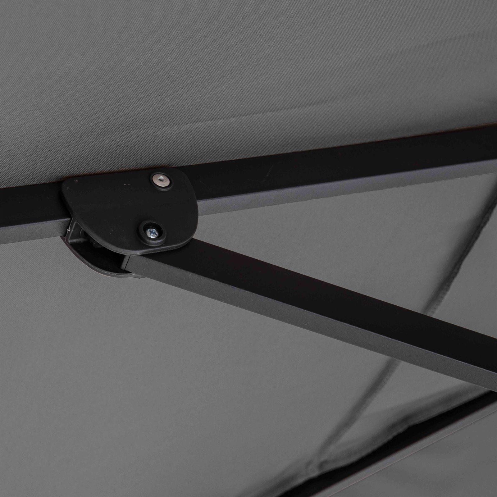 Ensemble parasol déporté carré 250g/m² (3 x 3m) rotatif 360° + 4 dalles à lester remplissables