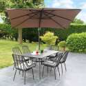 Ensemble parasol déporté rectangulaire 240g/m² rotatif 360 (2 x 3m) + 4 dalles lestées