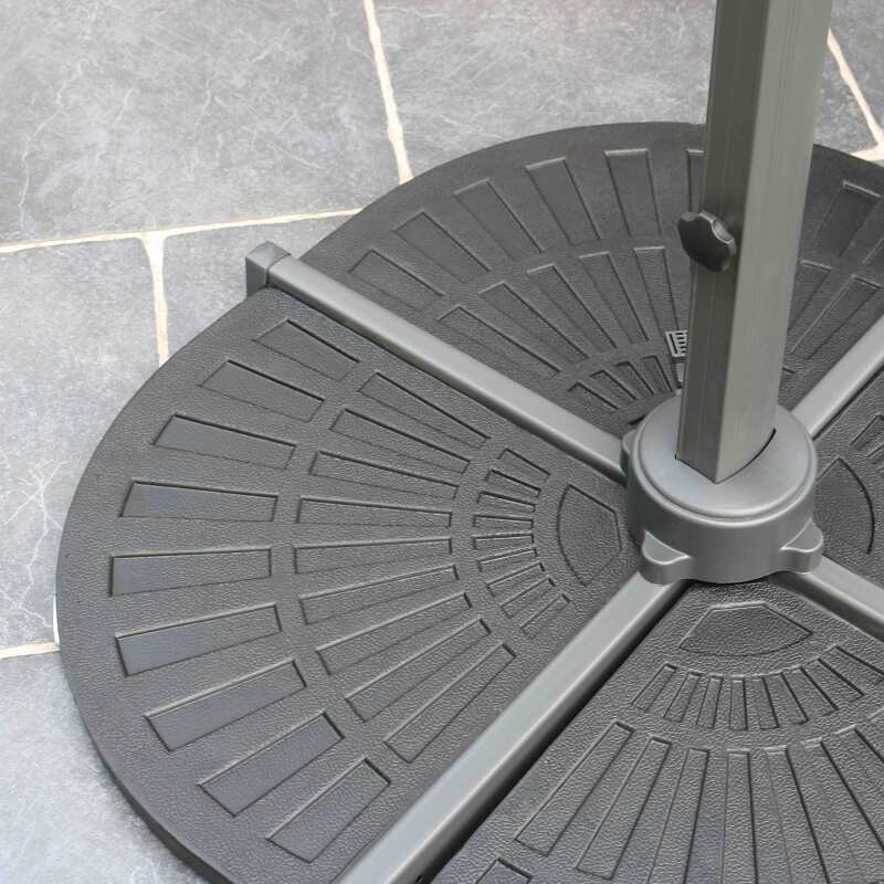 Ensemble parasol déporté rectangulaire 240g/m² rotatif 360 (2 x 3m) + 4 dalles lestées