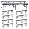 Lot de 10 banc pliants 3 places - noir