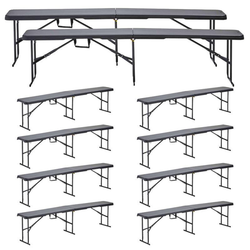 Lot de 10 banc pliants 3 places - noir