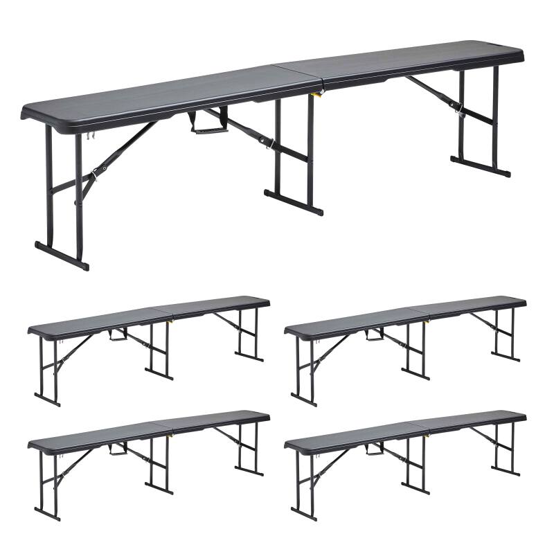 Lot de 5 bancs pliants 3 places - noir