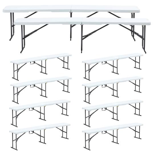 Banc pliable blanc 3 places 180 cm - Lot de 10 | Mobeventpro