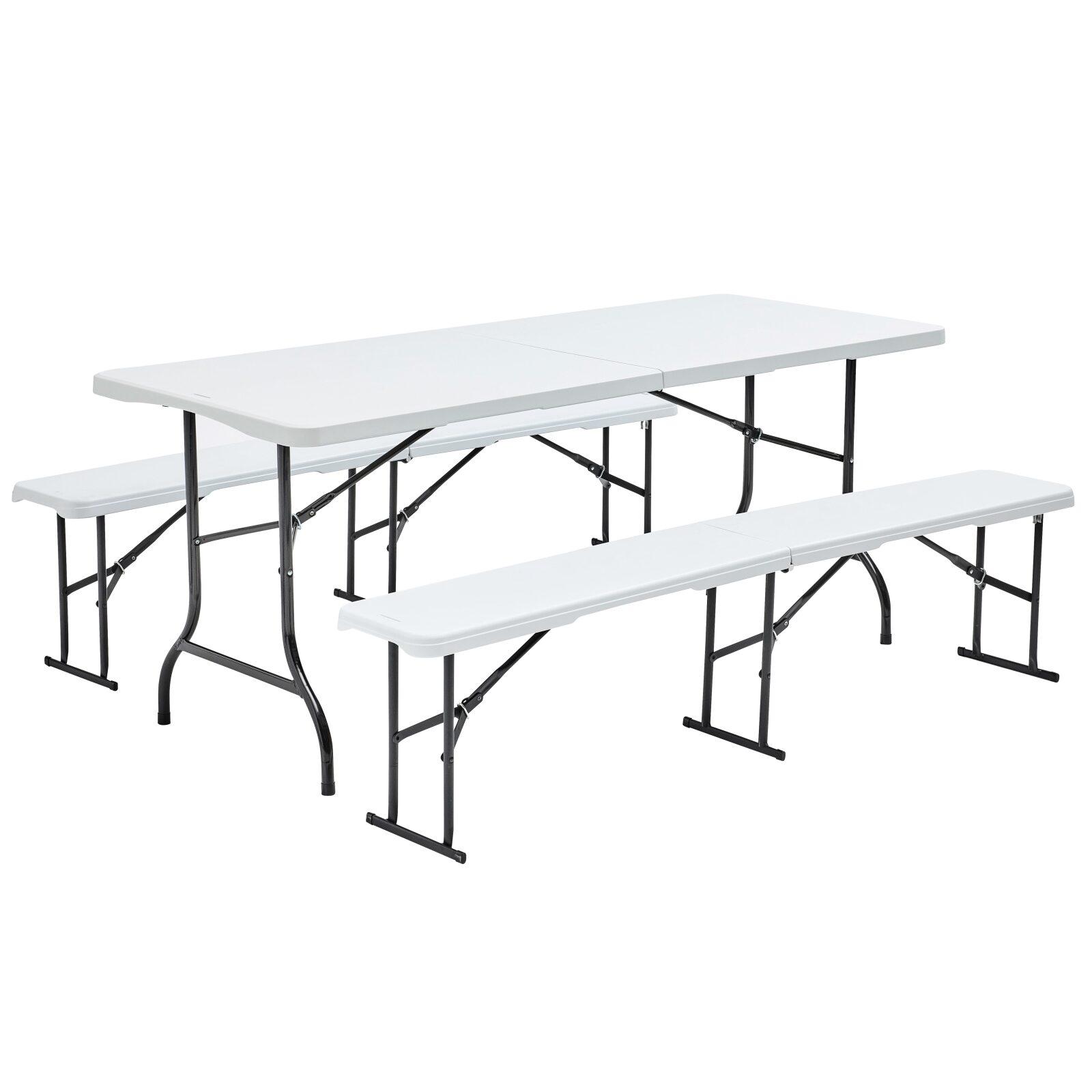 Table et 2 bancs pliants PEHD 180cm 8 places