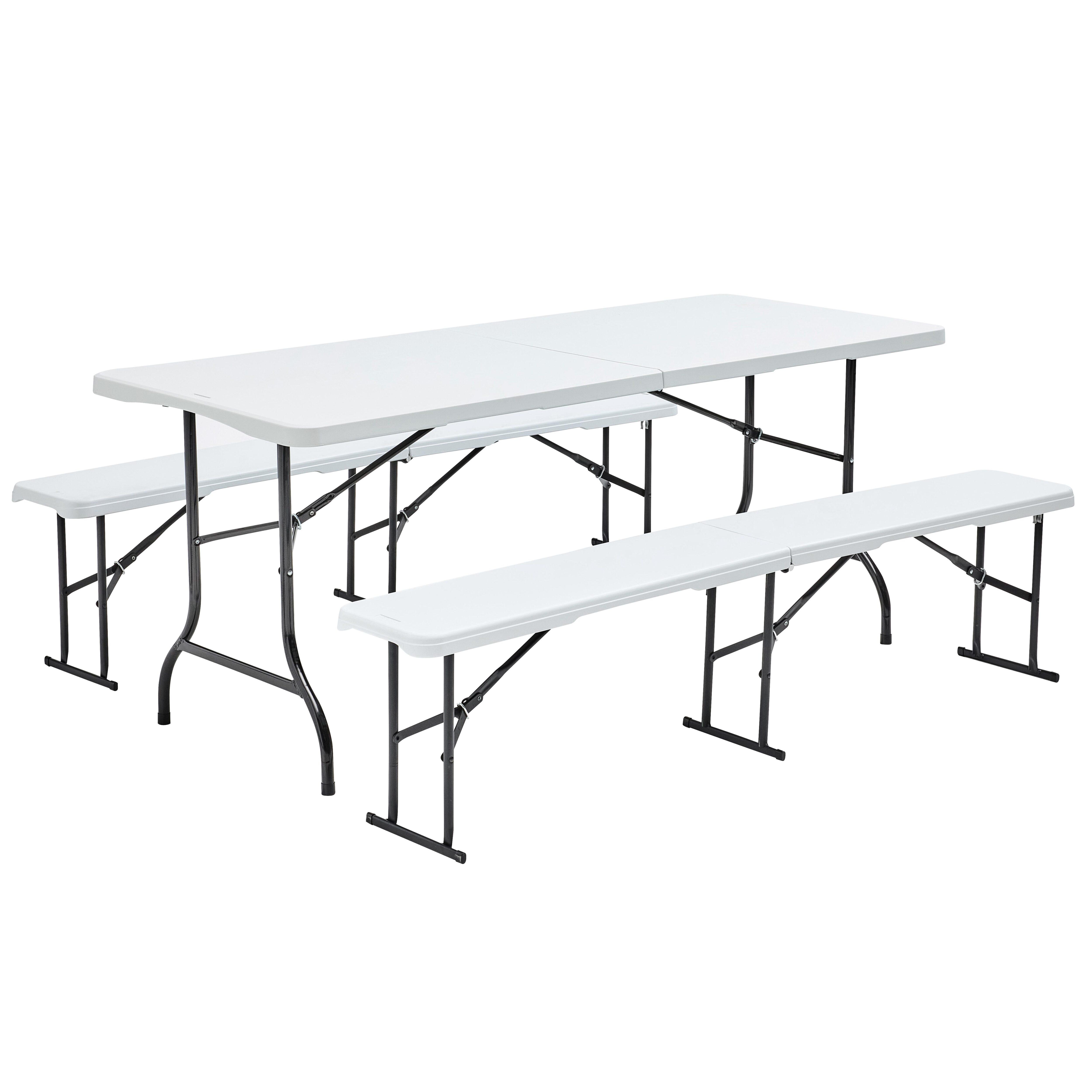 Table et bancs pliants PEHD 180cm 8 places