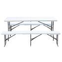 Table et 2 bancs pliants PEHD 180cm 8 places