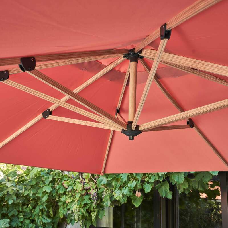 Ensemble parasol déporté inclinable carré (3 x 3m) 250g/m² + 4 dalles lestées