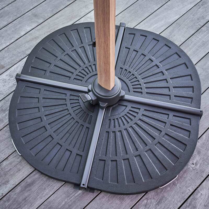 Ensemble parasol déporté inclinable carré (3 x 3m) 250g/m² + 4 dalles lestées