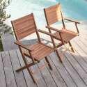 Lot de 2 chaises pliantes avec accoudoirs en bois d'eucalyptus