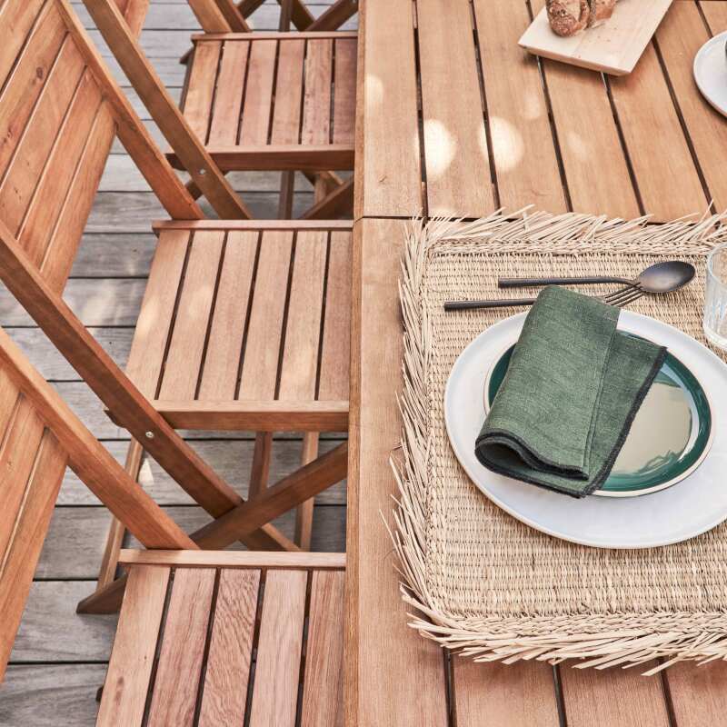 Lot de 2 chaises pliantes en bois d'eucalyptus