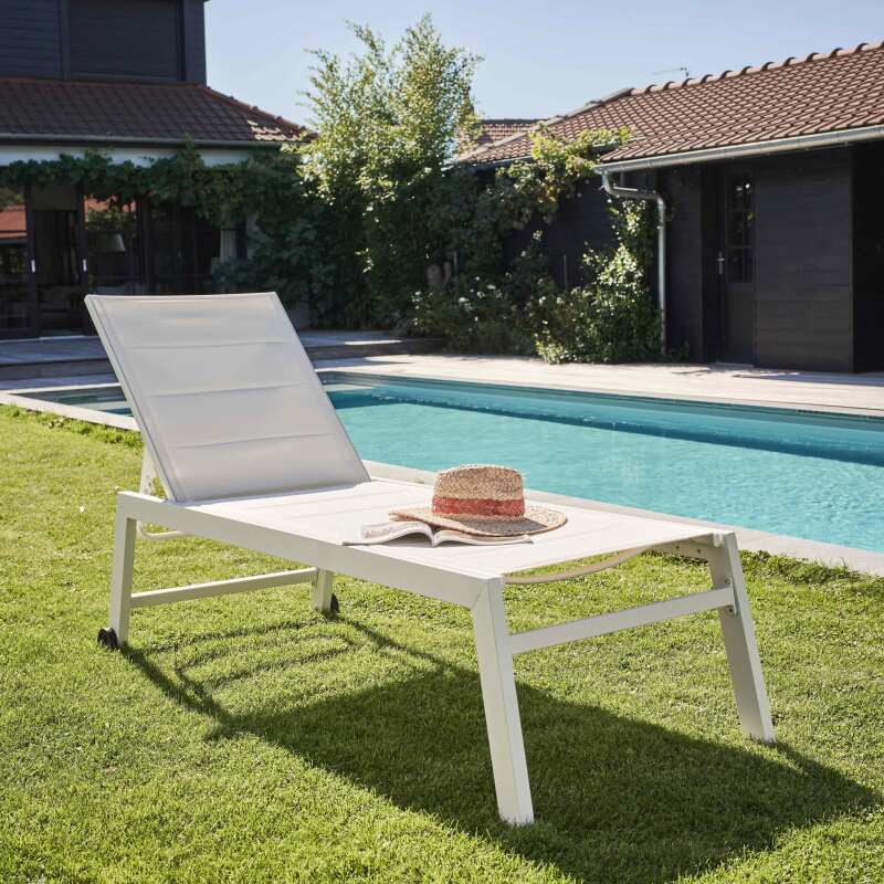 Lot de 2 bains de soleil en aluminium et textilène (5/6)