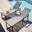 Lot de 2 bains de soleil avec accoudoirs en aluminium et textilène
