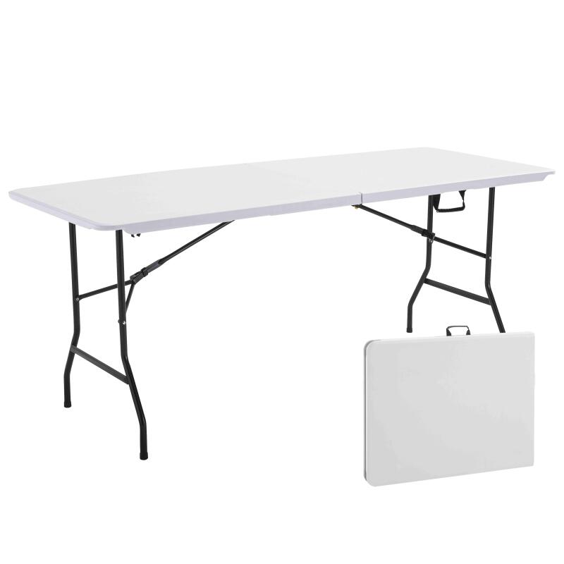 Table pliante blanche 8 places en PEHD et acier noir