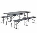 Table et 2 bancs pliants PEHD 180cm