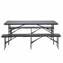 Table et 2 bancs pliants PEHD 180cm