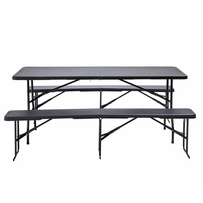 Table et 2 bancs pliants PEHD 180cm