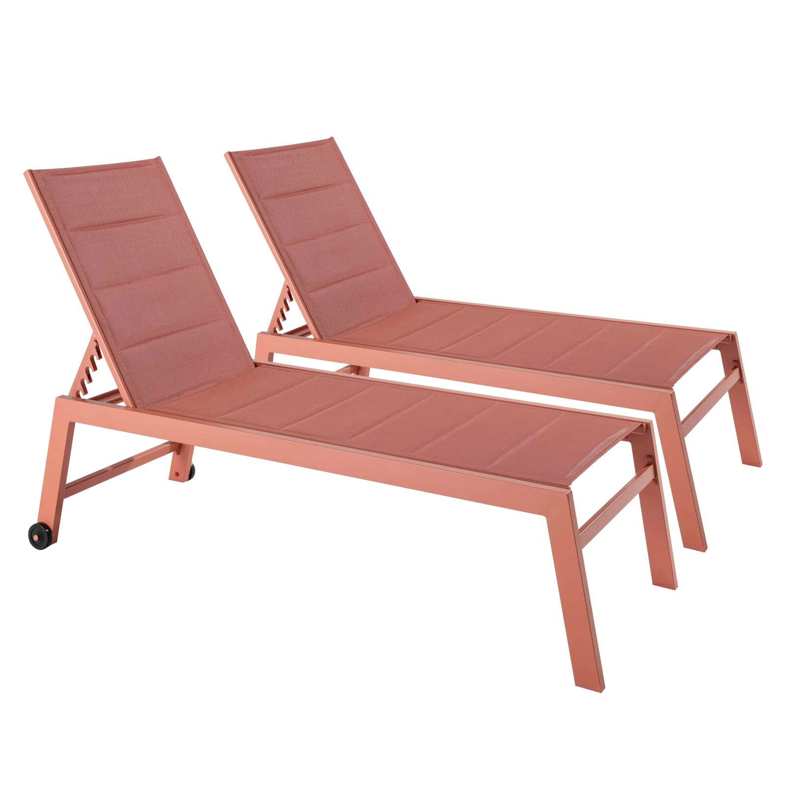 Lot de 2 bains de soleil en aluminium et textilène