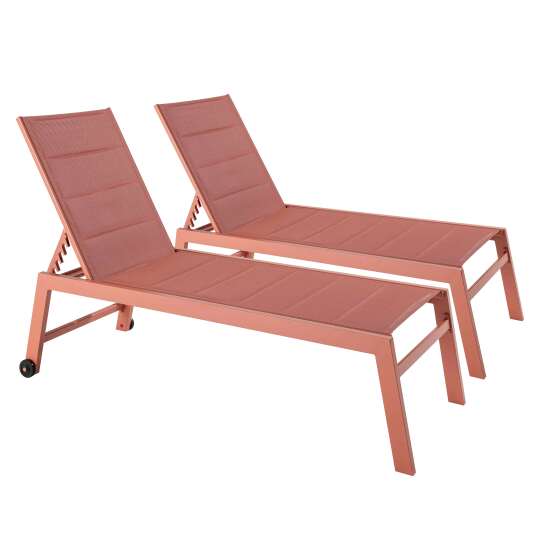 Lot de 2 bains de soleil en aluminium et textilène