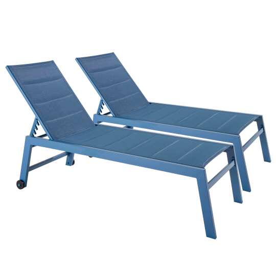 Lot de 2 transats en aluminium et textilène empilables | Mobeventpro