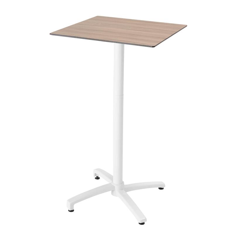 Table carré haute (60x60 cm) inclinable en HPL avec pied blanc