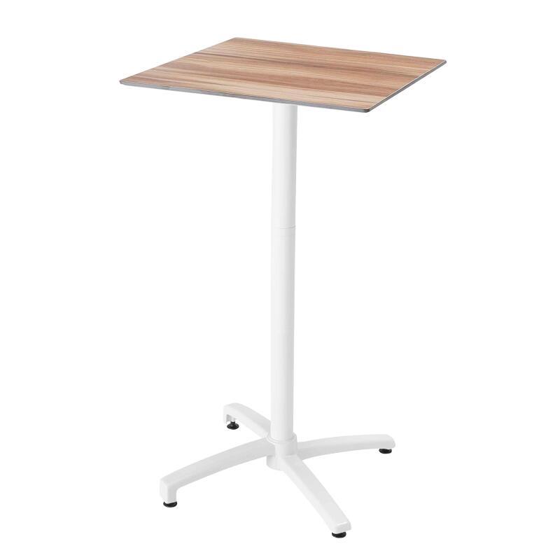 Table carré haute (60x60 cm) inclinable en HPL avec pied blanc